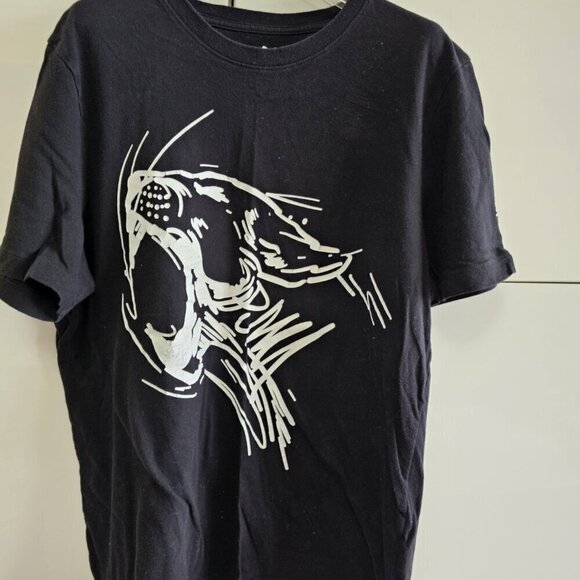 PUMA Shirt Adult Large Black Graphic Cat Short Sleeve Active Outdoor Sport - Picture 2 of 2